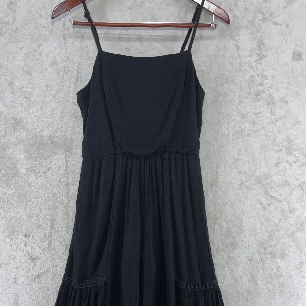 June & Hudson Flowy Wide Leg Black Gauzy Lace Jumpsuit Size M